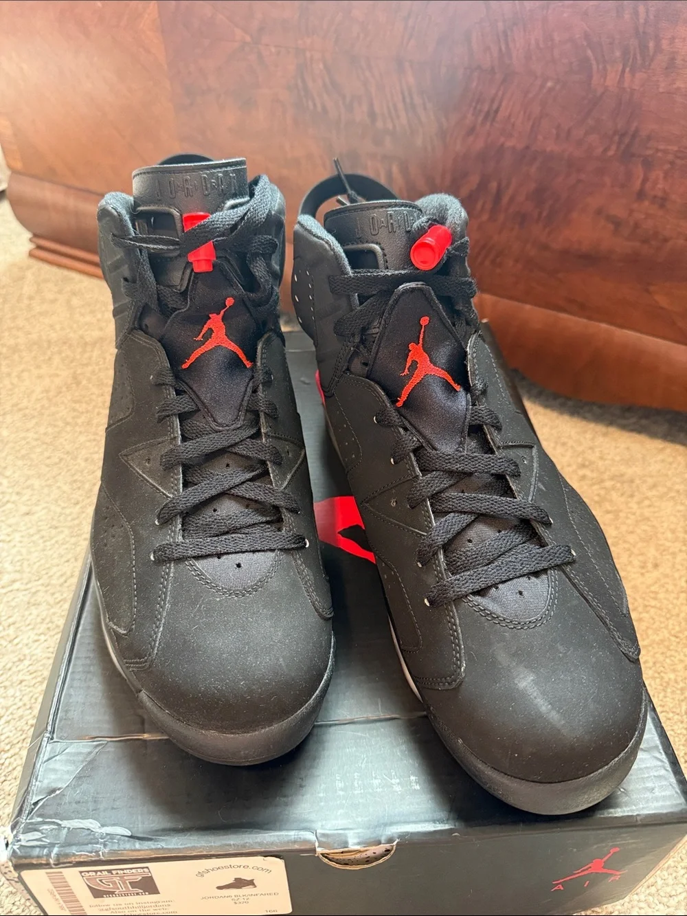Air Jordan 6 Retro “Black Infared” Men’s Black with Red Accents Sneakers